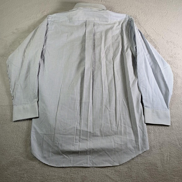 Chaps Dress Shirt Mens 16 32/33 Blue Stripe Wrinkle Free Oxford Long Sleeve FLAW - Picture 13 of 14